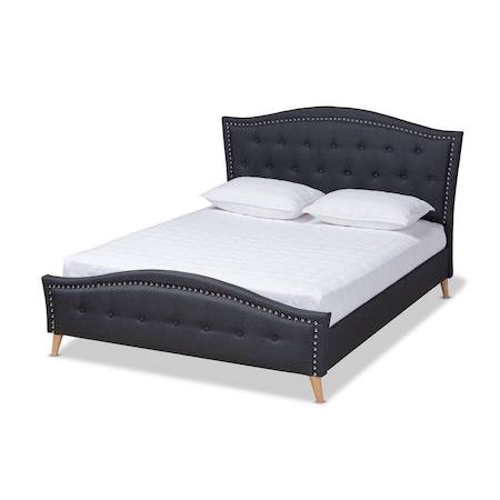 Baxton Studio Felisa Charcoal Upholstered and Button Tufted King Size Platform Bed 156-9505